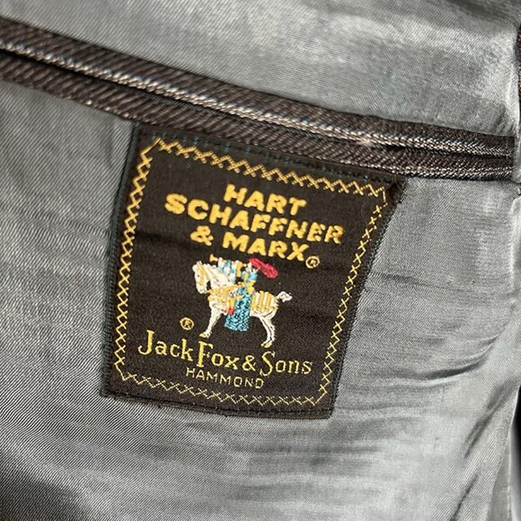VTG Hart Schaffner Marx Blazer Mens 46S Black Gray Pinstripe 3 Button Sport Coat - Picture 10 of 12